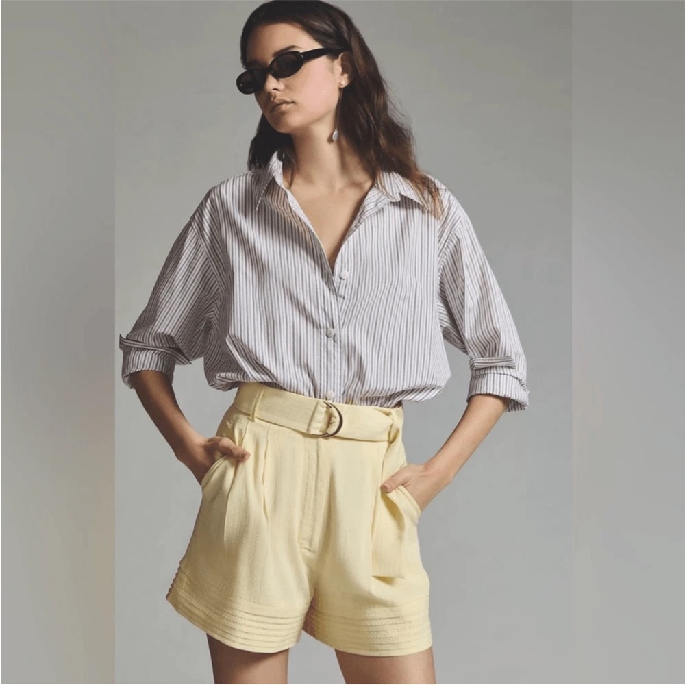 Significant Other Tilly High Waist Butter Yellow Belted Shorts